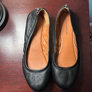 Lucky Brand Black Leather Flats “Eikia” Size 6.5M